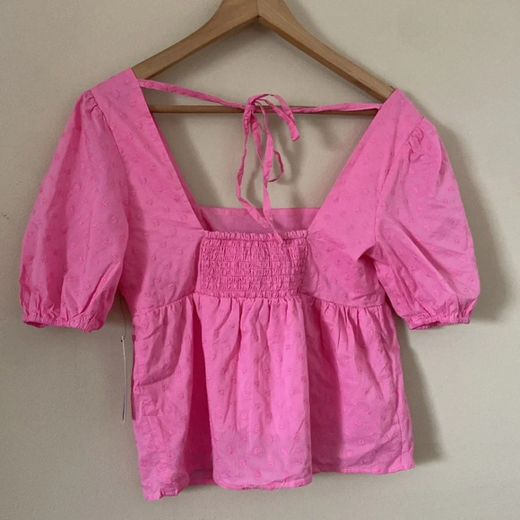 Anthropologie Modcloth -Farming Daisies Babydoll Top in Pink Dots - Picture 10 of 13